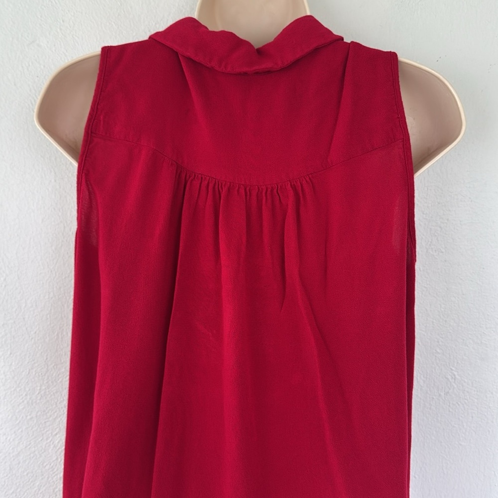Forever 21 red collared button front sleeveless shift style dress size medium - Picture 9 of 12